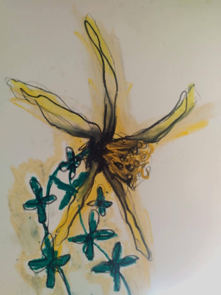 Un fiore di Ottavio Mangiarini sitlizzato con petali gialli