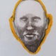Disegno a grafite su carta di Ottavio Mangiarini, Presence Portrait con aura arancio melone, opera originale contemporanea.