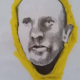 Disegno a grafite su carta di Ottavio Mangiarini, Presence Portrait con aura giallo uovo, opera originale contemporanea.
