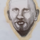 Disegno a grafite su carta di Ottavio Mangiarini, Presence Portrait con aura rosa pallido, opera originale contemporanea.