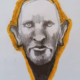 Disegno a grafite su carta di Ottavio Mangiarini, Presence Portrait con aura arancione, opera originale contemporanea.
