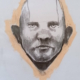 Disegno a grafite su carta di Ottavio Mangiarini, Presence Portrait con aura rosa acceso, opera originale contemporanea.