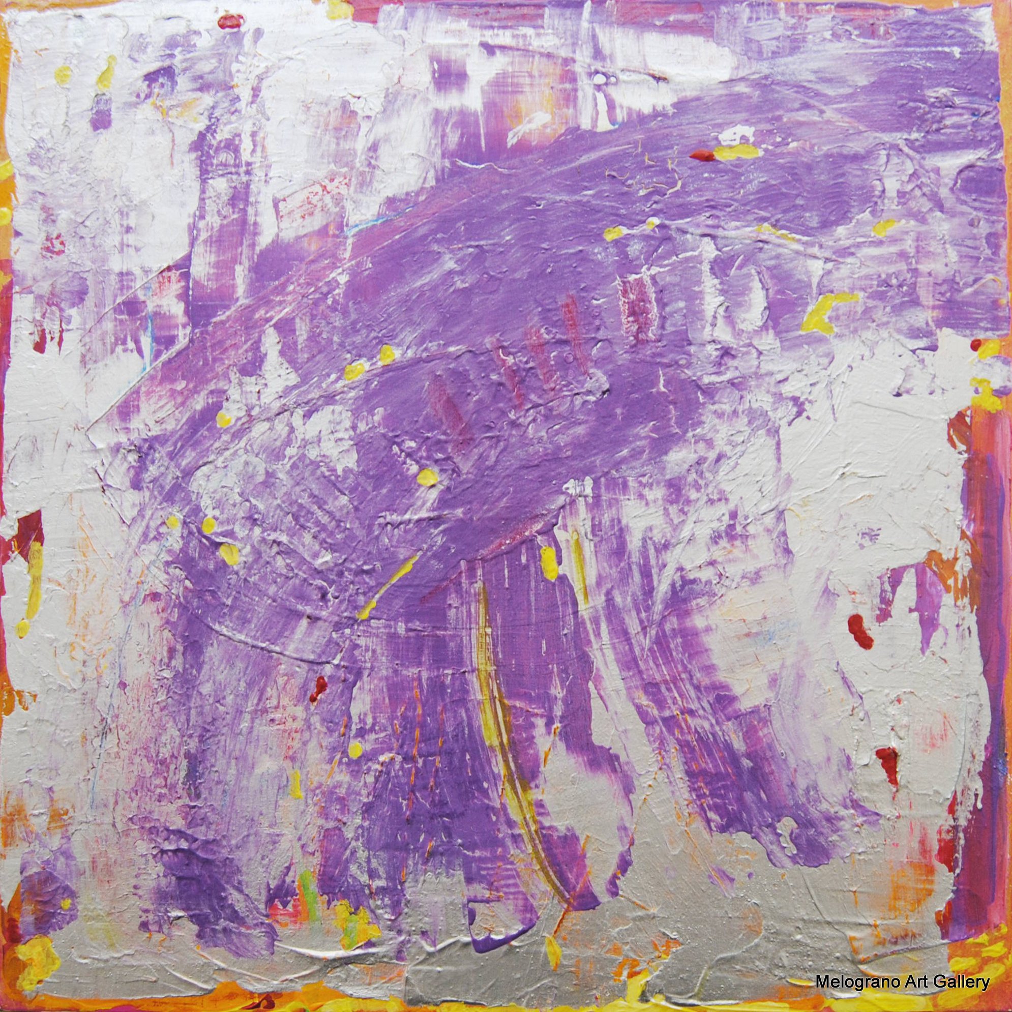 Quadro di Riccardo Lizio Astratto che celebra la gioia del colore, il colore viola e argento