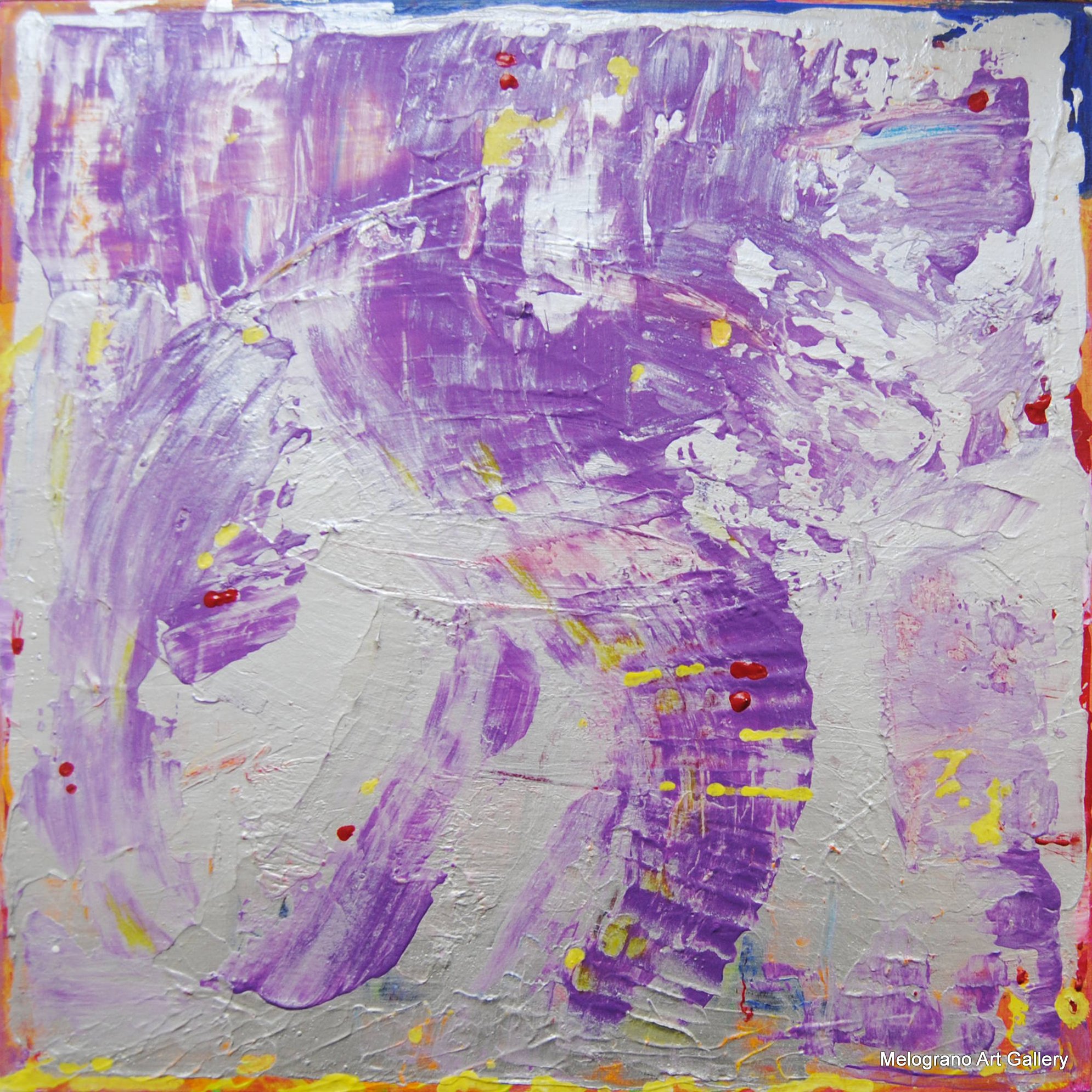 Quadro di Riccardo Lizio Astratto che celebra la gioia del colore, il colore viola e argento