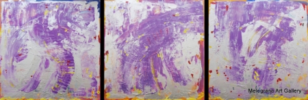 Quadro di Riccardo Lizio Astratto che celebra la gioia del colore, il colore viola e argento