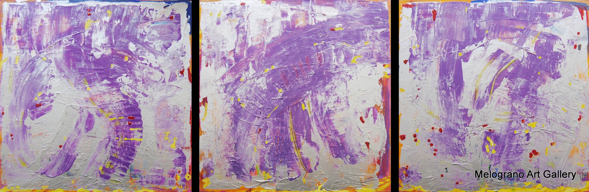 Quadro di Riccardo Lizio Astratto che celebra la gioia del colore, il colore viola e argento