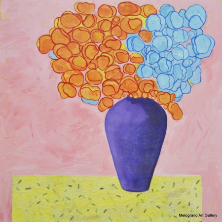 Opera di Riccardo Lizio, pittura materica con stratificazioni di colore e luce in equilibrio tra astrazione e natura morta