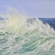 Olio su tela di Stefano Urzi, pittore livornese, con paesaggi marini realistici e poetici. Onde, spruzzi e riflessi del mare di Livorno catturati con sensibilità e maestria.