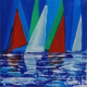 Vela 1 –quadro Vele in mare di Sabrina Faustini, colori azzurri e bianchi in movimento