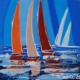 Vela 3 –quadro Vele in mare di Sabrina Faustini, colori pastello in movimento