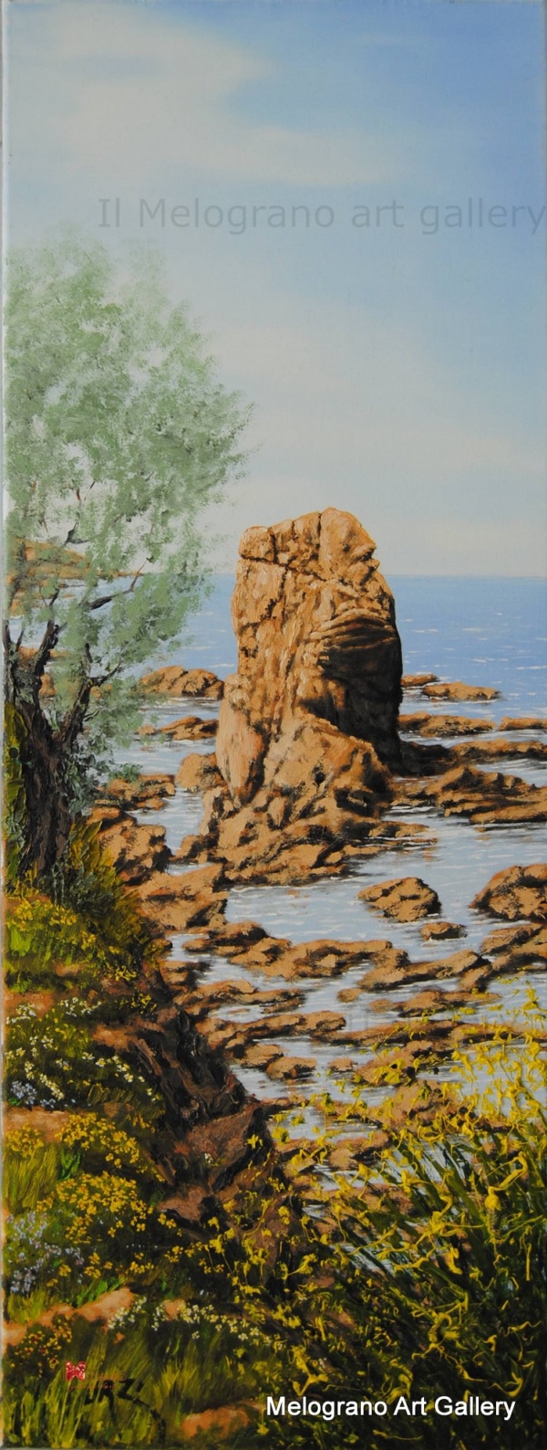 Quadro di Stefano Urzi il pittore del mare di livorno, con lo scoglio della ballerina