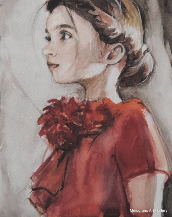 Ritratto acquerellato di donna, realizzato da Taichi Ichikawa con tono narrativo e contemporaneo.