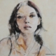 Ritratto di donna in acquerello, realizzato da Taichi Ichikawa con stile raffinato e narrativo.