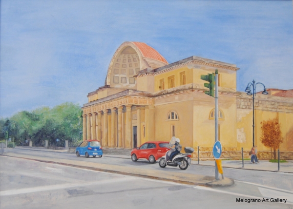 Con il suo tocco luminoso e poetico, Valeria Luschi dedica questo dipinto al Cisternone, maestosa architettura neoclassica progettata da Pasquale Poccianti, simbolo della Livorno ottocentesca e della sua ingegnosità. L’artista interpreta il monumento con un realismo caldo e partecipe, restituendo la solennità dell’edificio e la quiete che lo circonda. La luce, protagonista assoluta, accarezza la pietra e disegna volumi morbidi, trasformando la struttura in un tempio urbano, luogo di silenzio e memoria. In questo equilibrio tra rigore architettonico e sensibilità pittorica, Luschi coglie l’essenza della città: la sua bellezza sobria, la sua forza discreta. Il Cisternone diventa così non solo un soggetto, ma un simbolo di armonia e continuità, un ponte tra passato e presente che rivela l’amore dell’artista per Livorno e per la sua storia. 🖼️ Alt immagine Dipinto figurativo di Valeria Luschi raffigurante il Cisternone di Livorno in luce morbida con architettura neoclassica di Pasquale Poccianti 🏷️ Tag Valeria Luschi, Cisternone, Livorno, Pasquale Poccianti, pittura figurativa, architettura neoclassica, realismo contemporaneo, luce, arte toscana, paesaggio urbano 🌐 Meta descrizione Valeria Luschi ritrae il Cisternone di Livorno con realismo luminoso e poetico. L’opera celebra l’architettura neoclassica di Poccianti e la quieta armonia della città.