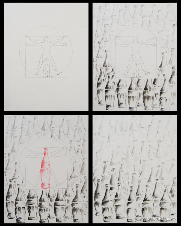 Vera Lowen, L’ultimo Vitruviano, serie di acquarelli su carta 35x25 cm, 2024