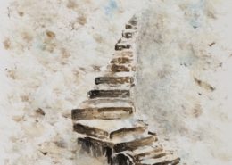 Dipinto di Vera LOwen "Scelta" La vita è una scelta, salire verso l’ignoto o scendere verso ciò che ci è noto oppure stare fermi… ma su quale scalino fermarsi?