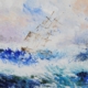 Vera Lowen Veliero sul mare in tempesta. Le onde rappresentano il mistero e la potenza della vita, mentre i velieri incarnano la nostra fragile esistenza
