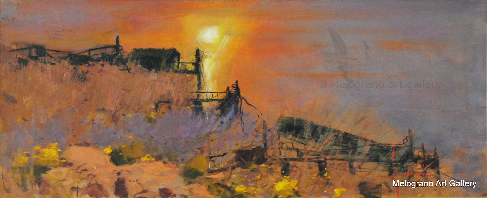 Dipinto paesaggistico di Aldo Mazzi, pittore post macchiaiolo livornese