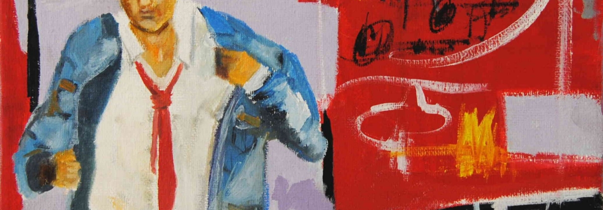 Uomo, con giacca sbottonata e cravatta allentata, fuori da un locale notturno. Atmosfera urbana, luce tenue, scena di fine serata dopo musica jazz.