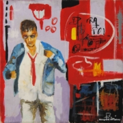 Uomo, con giacca sbottonata e cravatta allentata, fuori da un locale notturno. Atmosfera urbana, luce tenue, scena di fine serata dopo musica jazz.