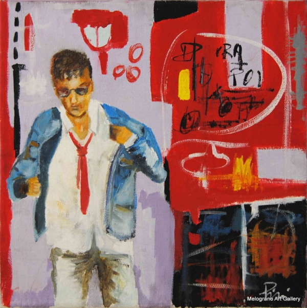 Uomo, con giacca sbottonata e cravatta allentata, fuori da un locale notturno. Atmosfera urbana, luce tenue, scena di fine serata dopo musica jazz.