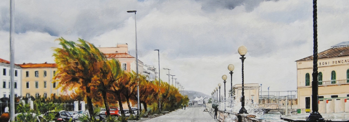 Quadro di Bianca Manis Una libecciata sul lungomare di Livorno