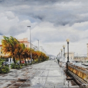 Quadro di Bianca Manis Una libecciata sul lungomare di Livorno