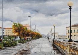 Quadro di Bianca Manis Una libecciata sul lungomare di Livorno