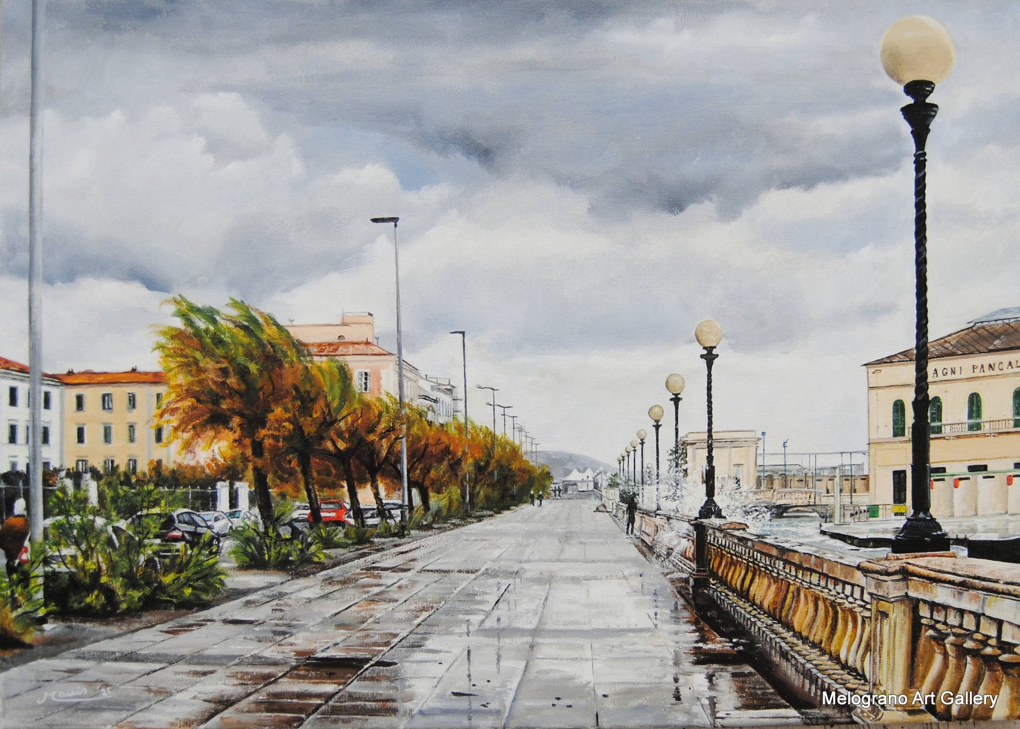 Quadro di Bianca Manis Una libecciata sul lungomare di Livorno