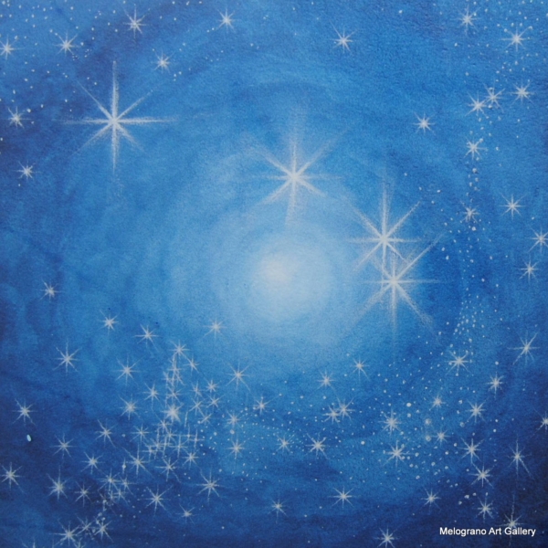 Quadro di Carlotta Pardini dedicato alla costellazione dell' Ariete, con riflessi blu profondo