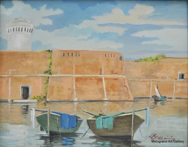 Fortezza Vecchia di Livorno in atmosfera luminosa, opera di Cesare Braccini