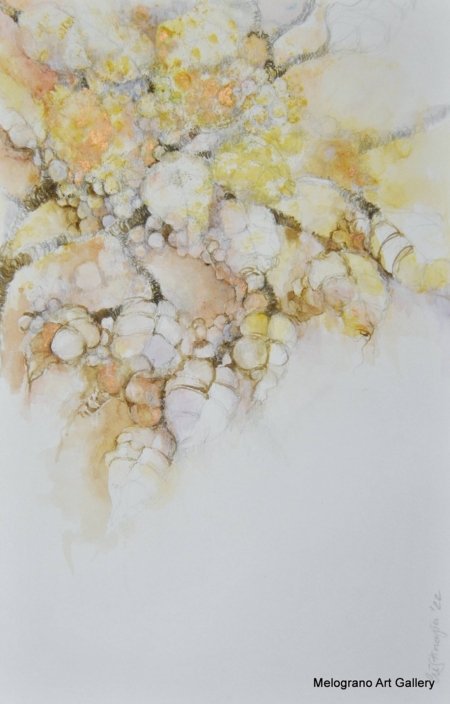 Acquarello fiori e foglie autunnali – pittura elegante nei toni caldi, composizione floreale raffinata