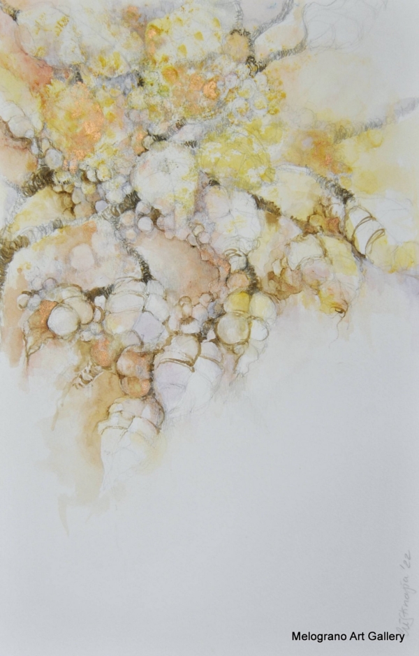 Acquarello fiori e foglie autunnali – pittura elegante nei toni caldi, composizione floreale raffinata