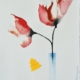 Acquarello fiori rossi in vaso – pittura floreale, toni caldi e luminosi, composizione delicata