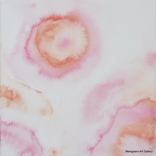 Acquarello fiori rosa – pittura astratta floreale nei toni delicati del rosa, sfondo chiaro