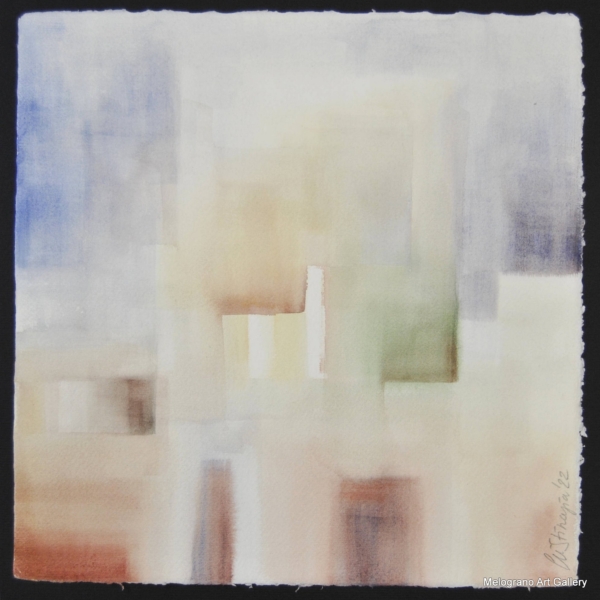 Acquarello paesaggio onirico – pittura astratta con nebbie, toni sfumati e atmosfera evanescente