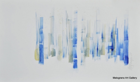 Acquarello bamboo – tronchi con nodi, pittura delicata nei toni naturali, composizione verticale senza foglie