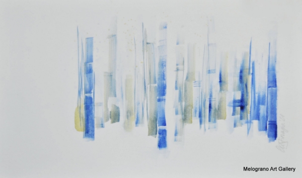 Acquarello bamboo – tronchi con nodi, pittura delicata nei toni naturali, composizione verticale senza foglie