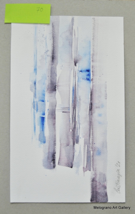 Acquarello bamboo – tronchi con nodi, pittura delicata nei toni naturali, composizione verticale senza foglie