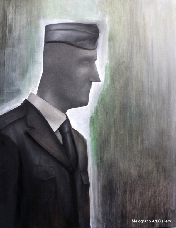 Ritratto a mezzo busto di figura con volto segnato, atmosfera cupa e luci soffuse, opera di Davide Giallombardo