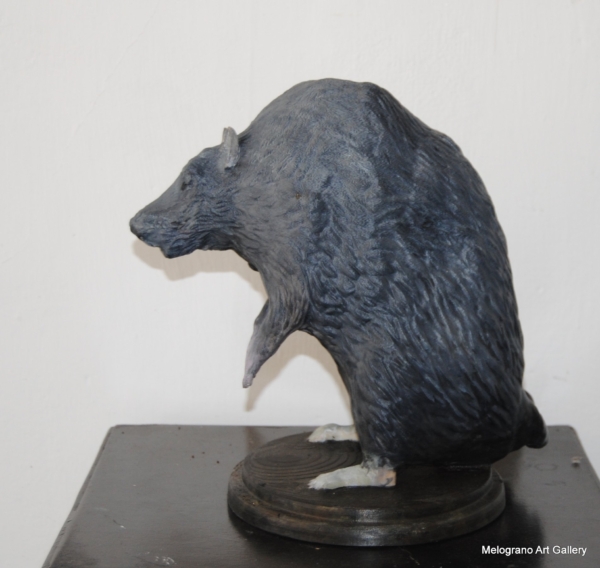 Scultura 3D Il Ratto di Davide Giallombardo, ratto grigio sulle zampe posteriori