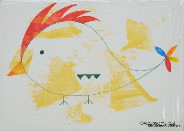 silhouette di gallo con cresta rossa simpatico e ingenuo