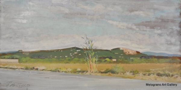 Collina Banditella Livorno Giacomo Vaccaro pittura tradizionale scuola labronica post-macchiaiola paesaggio urbano residenziale