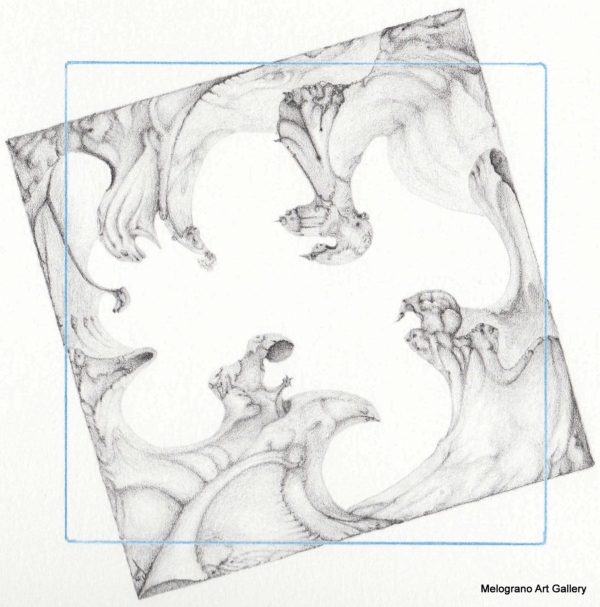 Piccola stampa artistica in edizione limitata su carta Hahnemühle Photo Rag con tratti fini e velature leggere, simboli raffinati e delicati.