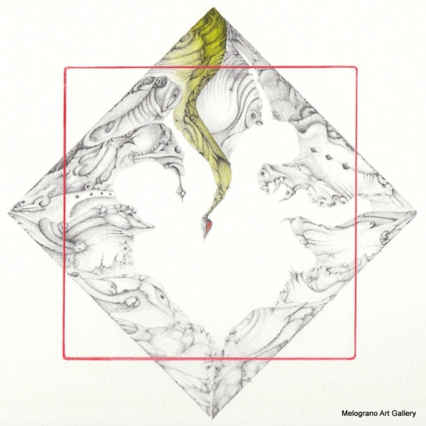 Piccola stampa artistica in edizione limitata su carta Hahnemühle Photo Rag con tratti fini e velature leggere, simboli raffinati e delicati.