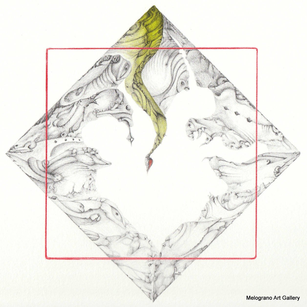 Piccola stampa artistica in edizione limitata su carta Hahnemühle Photo Rag con tratti fini e velature leggere, simboli raffinati e delicati.