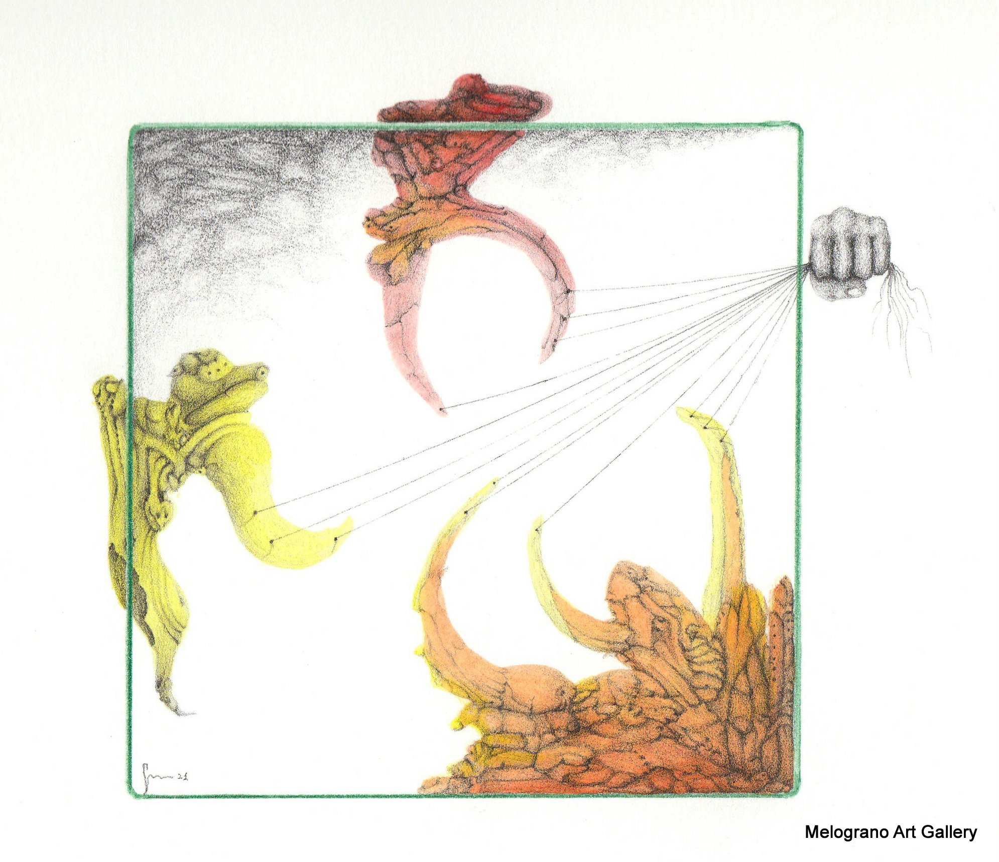 Piccola stampa artistica in edizione limitata su carta Hahnemühle Photo Rag con tratti fini e velature leggere, simboli raffinati e delicati.