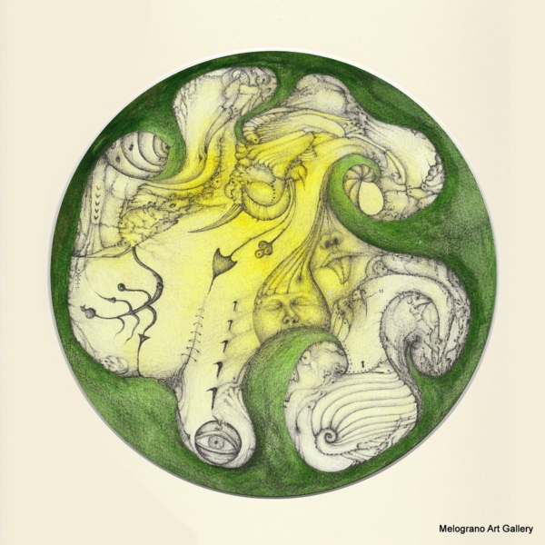 Piccola stampa artistica in edizione limitata su carta Hahnemühle Photo Rag con tratti fini e velature leggere, simboli raffinati e delicati.