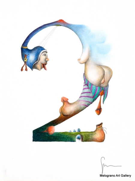 Serie “I numeri” di Giovanni Gambasin: pittura surrealista con cifre astratte trasformate in elementi sensuali ed erotici, tra sogno, realtà e fantasia.