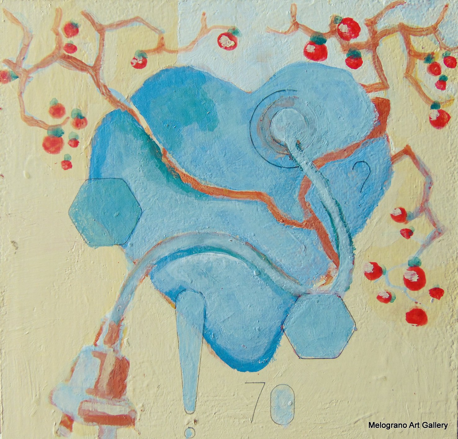 Piccola tavoletta colorata di Marco Cavalieri, figure e motivi onirici che esprimono fantasia, dinamismo e viaggio nell’irrazionale.